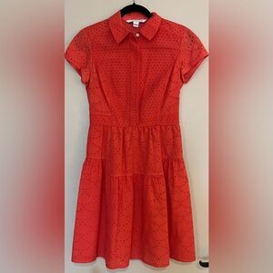 Diane Von Furstenberg Coral Eyelet Tiered Women’s Dress